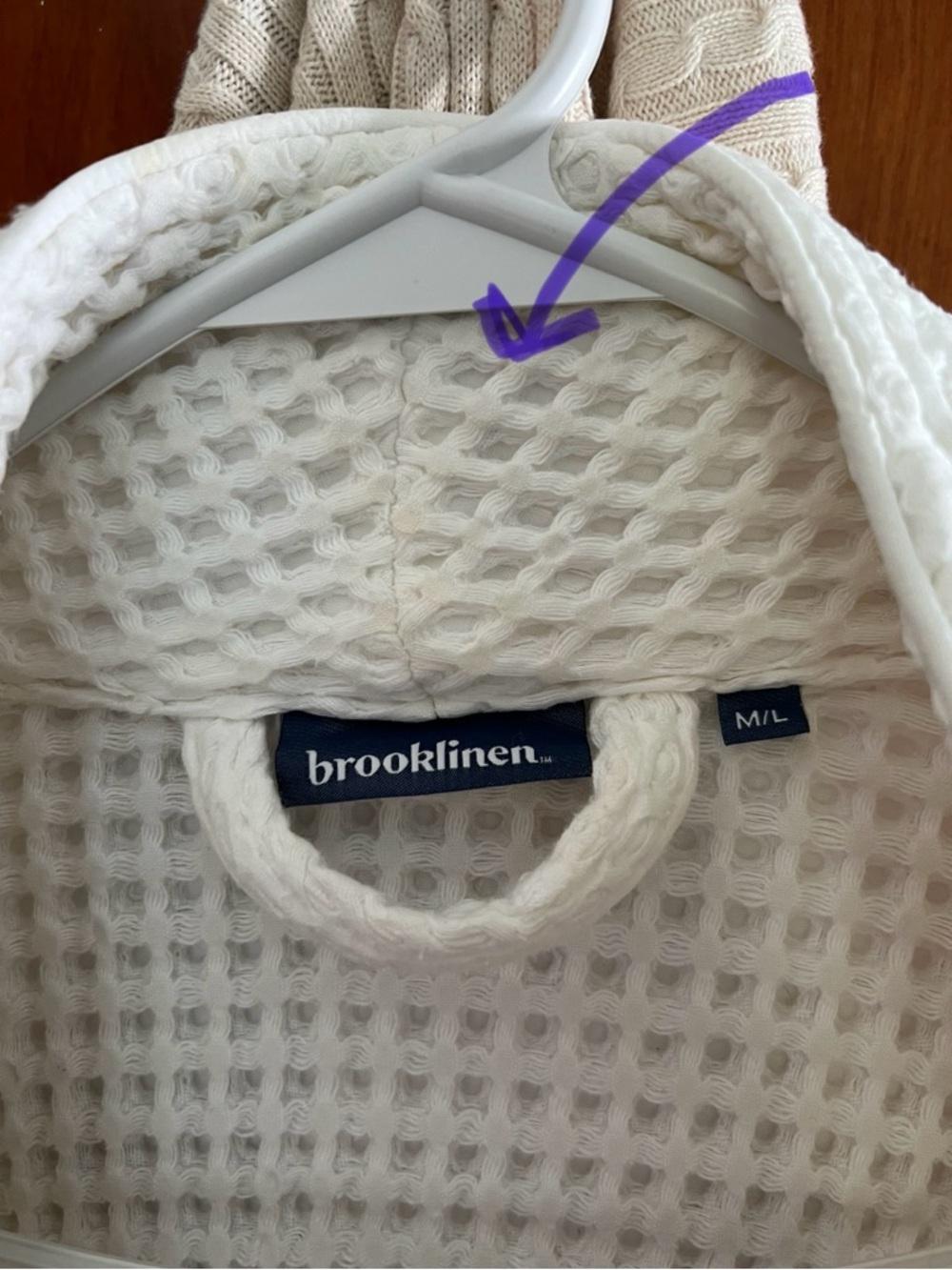 Brooklinen Turkish 100% Cotton White Waffle Knit Long length Bath Robe - Picture 13 of 14